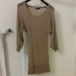 Bebe Beige Sequin Knit Top